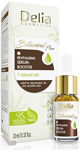 Delia Cosmetics - Botanical Flow - Sérum revitalisant visage avec 7 huiles - 95% d'ingrédients naturels - Peaux sèches et sensibles - Rapide, profondément absorbées, efficace - 10 ml, transparent Cover