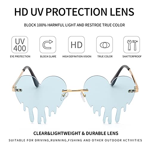 BOJOD Dripping Heart Shaped Sunglasses for Women Heart Glasses Trendy Sunglasses for Party3