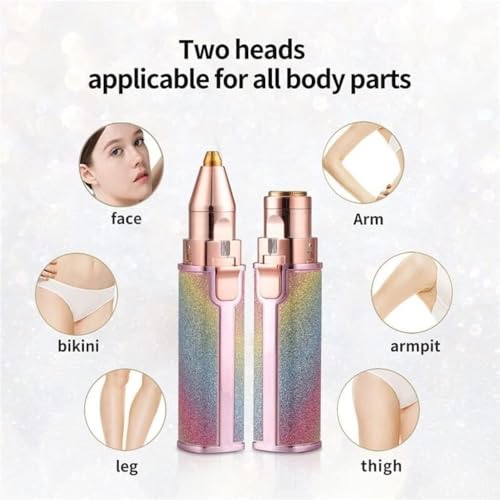 Image of 2 in 1 Rechargeable Eyebrow Trimmer For Women, Epilator for women, Hair Removal Ladies Shaver with LED Light, Mulitcolor