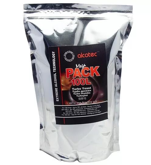 Hugbert Alcotec Turbohefe Mega Pack - Vodka Alkohol Gärhefe Hefe Schnaps Brennhefe - GIGA PACK 1800g - bis zu 500L