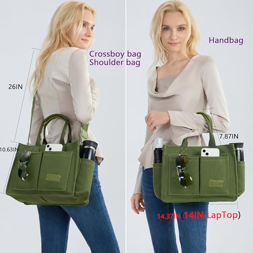 Image of ZHMO Canvas Tote Bag for Women,Women's Bags Crossbody Bags Work Laptop Tote Bag Large Handbags Purse for Travel Nurse Teacher