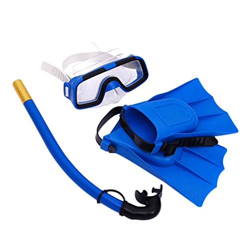 FOYTOKI Boys and Girls Snorkeling Set Diving Glasses Snorkel Boys and Girls Comfortable Fit Blue