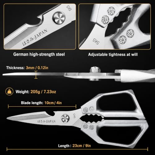 Image of Kitchen Scissors for Food, Heavy Duty All Purpose Stainless Steel Shears | Effortlessly Cut Poultry, Meat, Seafood, Vegetables And Herbs With Sharp Japanese Steel Blades Built For Heavy-Duty Prep
