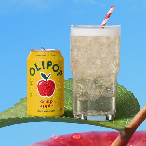 Image of OLIPOP Prebiotic Soda Pop, Crisp Apple, Pantry Pack Packed with Prebiotics, Fiber, and Botanicals, Gluten Free, GMO Free, 12oz (12-Cans) (Packaging May Vary)