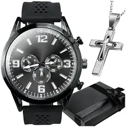 Presente Masculino Luxo: Relógio Orizom Analógico Silicone Spaceman + Corrente Grumet Aço Inoxidável 60cm