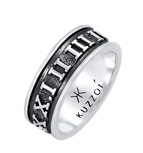 Kuzzoi Bague pour homme oxydée, anneau massif (8 mm) en argent sterling 925 - Large accessoire...