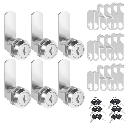Lot de 6 Serrure Boite aux Lettres 20mm, Serrure Encastrée avec 4 Plaques de Serrure Différentes, Barillet pour Boite aux Lettres, Serrure pour Placard...