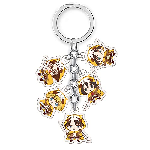 [VerdantVibe] 進撃の巨人 アクリルキーホルダー ペンダント | リヴァイ・ミカサ・エレン・アルミン キャラクター デザイン | キーリング付き | バッグチャーム アニメグッズ 誕生日プレゼント (G) [並行輸入品]