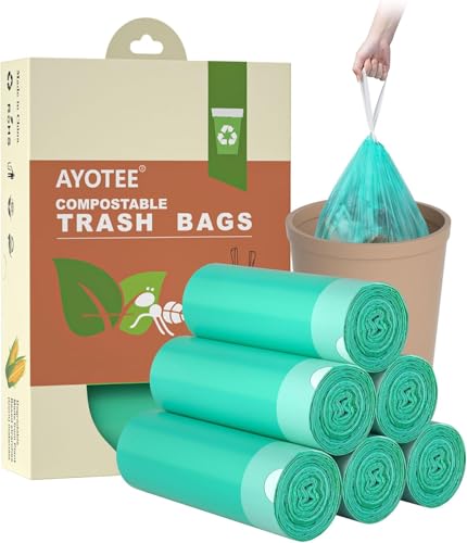 10 Best Small Compostable Trash Bags You're Gonna Love Using 1 AYOTEE Compostable 4 Gallon Trash Bags (100 Count)