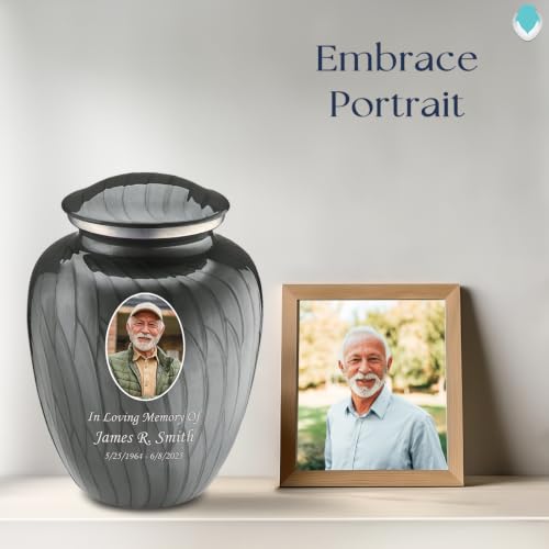 Image of Geturns - Adult Cremation Urns for Human Ashes I Large Photo Funeral Urn for Men and Women I 200 lbs (Pearl Silver)