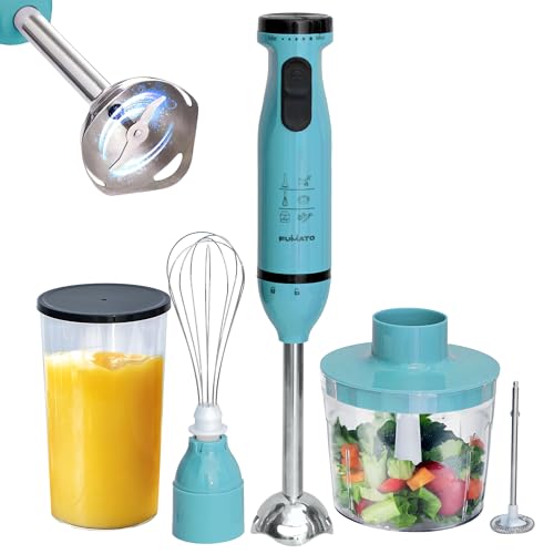 FUMATO 600W Hand Blender with Chopper, Coffee Frother, Whisker & ...