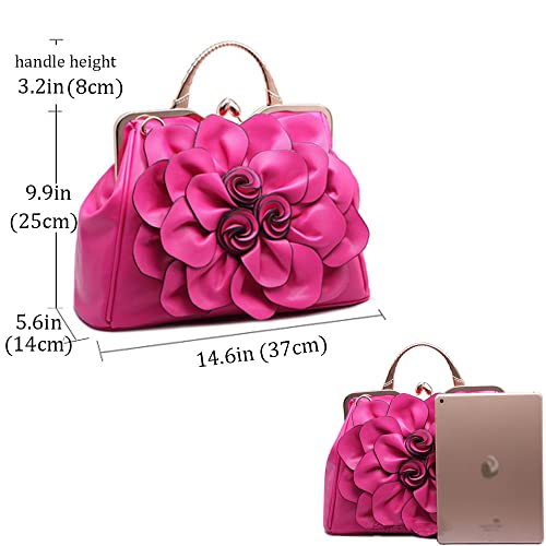 Bolso floral 3D de cuero genuino para mujer estilo tote miniatura 6
