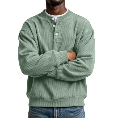 Corduroy Henley Shirts for Men Long Sleeve Casual Pullover Fall Shirt - image 6