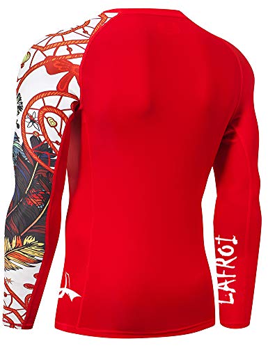 Lafroi Men's Long Sleeve Upf 50+ Baselayer Skins Performance Fit Compression Rash Guard-Clyyb Asym Red Fire Size Xl #TOP3