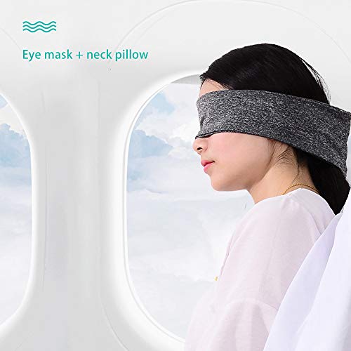 2 In 1 Travel Pillow And Eye Mask Comfortably Supports The Head, Neck And Chin- For Airplane,Train, Car Or Outdoor, Camping,Hiking（Gray） #TOP2