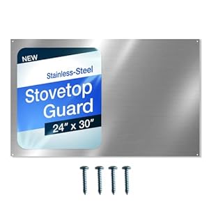24″ x 30″ Reversible Metal Backsplash Matching screws | Compatible with Broan-NuTone SP3004 – Ultra Flat and Flushed Metal Panel Splatter Guard for Stovetop Easy Installation