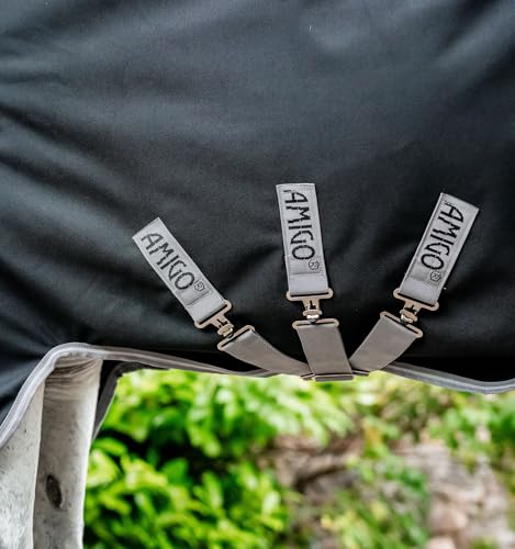 Image of Horseware Amigo Bravo 12 Plus Turnout 400g - Black /Titanium Grey & Silver, 66 inches