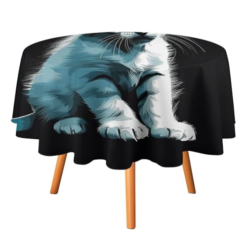 Nappe ronde chat blanc de 152,4 cm imperméable et résistante aux taches