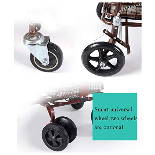 WLKINF Einkaufstrolley mit Sitz/Einkaufswagen/Einkaufswagen/Stahlrahmen, hochwertiger Flanell, hohe Kapazität, Aufbewahrungskörbe/Gehhilfe für ältere Menschen (rot-1) – Bild 6