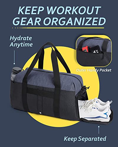 Gym Bags For Men, Bagsmart Foldable Sports Duffle Bag, Lightweight Weekender Duffel Bag With Shoe Compartment, Water Resistant Workout Duffle Sports Bag For Travel Fitness Swimming Yoga, Navy Blue #TOP4