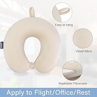 Gosider Memory Foam Nackenkissen Komfortables Reise Nackenkissen Hals und Kopf Unterstützung Leichtes tragbares Flugzeug Reise Kissen zum Schlafen, Reisen, Auto, Zug, Bus und Heimgebrauch Beige – Ansicht 2