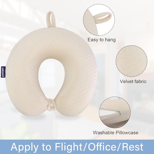 Memory Foam Neck Pillow Comfortable Travel Neck Pillow Neck and Head Support Lightweight Portable Airplane Travel Pillow for Sleeping, Traveling,Car, Train, Bus and Home Use Beige by Gosider - Image 2