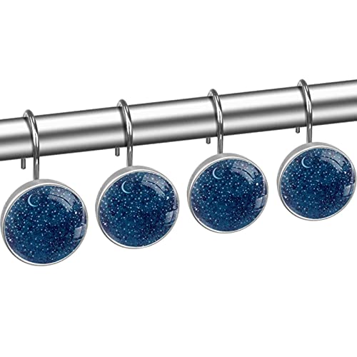 Crochets pour rideau de douche en cristal bleu ciel étoilé (Lot de 12) pour votre salle de bain