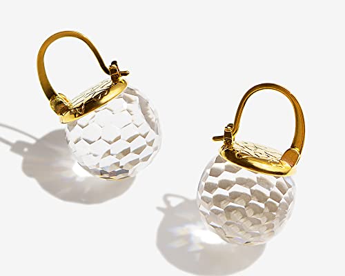 Image of Crystal Earrings for Women, Sparkly Austrian Crystal Disco Ball Earrings, 18K Gold Plated Post Drop Earrings with Colorful Spheres, Hypoallergenic & Lightweight, Ideal Gift for Her