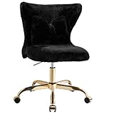 Eufurnibi Sedia da toeletta con ruote, colore oro, da scrivania, da ragazza, girevole, per...