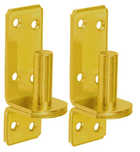 81mm x 30mm x 10mm Heavy Duty Gold Hinge Pin Gate Hinge Brackets Galvanised Steel (Pack of 2) X07E/1