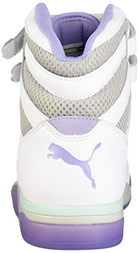 PUMA PUMA Palace Guard MID Sneaker, White-Dandelion-Prism Violet, 11