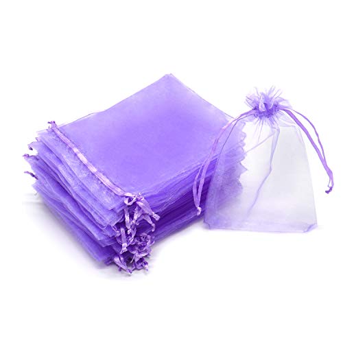 Image of Dealglad 50pcs Drawstring Organza Jewelry Candy Pouch Christmas Wedding Party Favor Gift Bags (8x12, Light Purple)