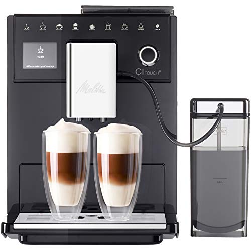 Melitta CI Touch F630-102 Kaffeevollautomat mit Milchbehälter | Flüsterleises Mahlwerk | One Touch Funktion | 10 Kaffeevariationen | TFT-Farbdisplay | Schwarz