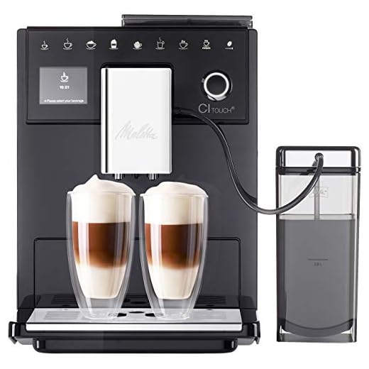 Melitta CI Touch F630-102 Kaffeevollautomat mit Milchbehälter | Flüsterleises Mahlwerk | One Touch Funktion | 10 Kaffeevariationen | TFT-Farbdisplay | Schwarz