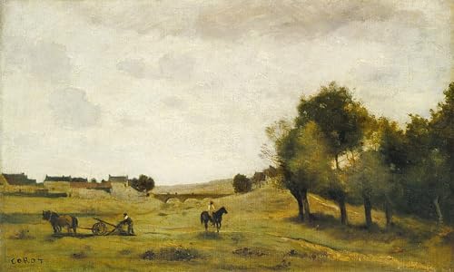 Lienzo Corot Vista vicino a Epernon para decoración del hogar y dormitorio 60x90cm