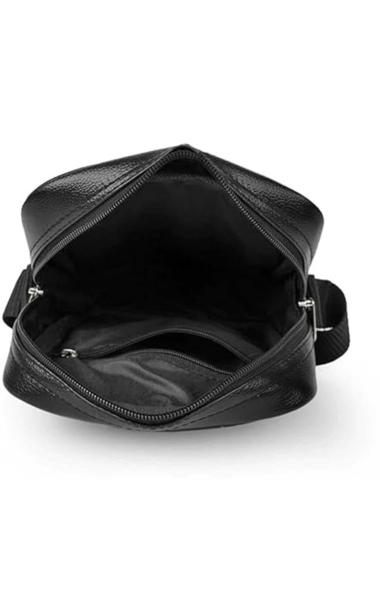 Black Leather Crossbody Shoulder Bag for Men & Women