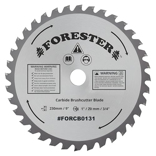 Forester Carbide Tip Brush Cutter Blade - 9in x 36 Teeth | Fits Most Straight Shaft Trimmers | Conversion Kit Sold Separately