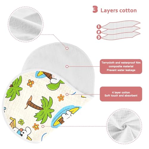 Bolaz Baby Burp Cloths 2 Pack,Puppy Palm Tree Pattern,Feeding Cloths Face Towel Super Absorbent Soft Cotton Burping Rags Feeding Bibs4