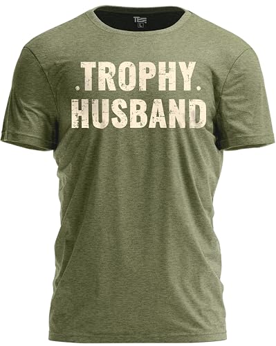 Teeny Fox Trophy Husband Graphic T-Shirt Funny Dad Joke Shirt for Husbands Military Green