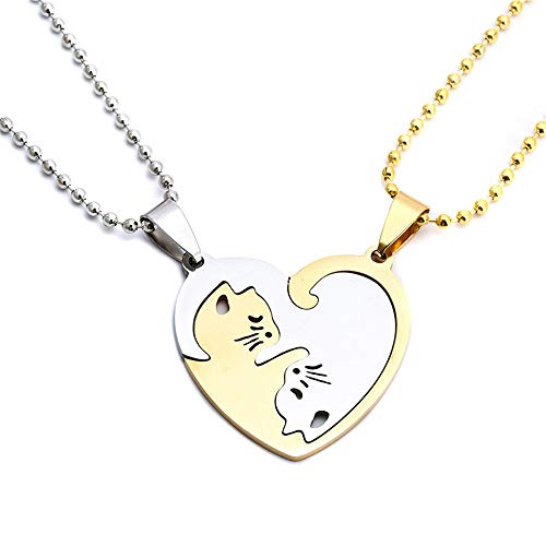 Half Heart Necklace for Couples Cat for Boyfriend and Girlfriend Romantic Cute Personalized Anime Kawaii Puzzle Split Heart Necklace for Couples Matching Jewelry for Him and Her Husband and Wife Half Heart Necklace for Couples Cat for Boyfriend and Girlfriend Romantic Cute Personalized Anime Kawaii Puzzle Split Heart Necklace for Couples Matching Jewelry for Him and Her Husband and Wife