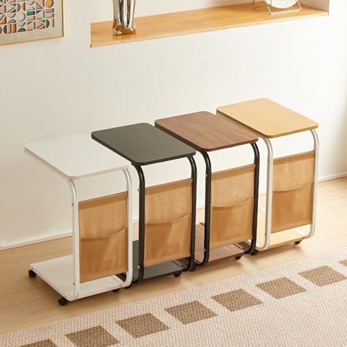 Mesa auxiliar en forma de C con ruedas para sofá y salón estrecho 3