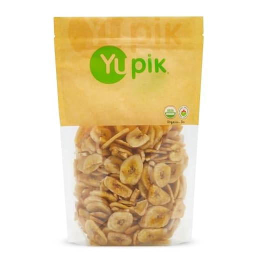 Yupik Organic Sweetened Dried Crunchy Banana Chips, 14.1 Oz, Non-GMO, Vegan, Gluten-Free