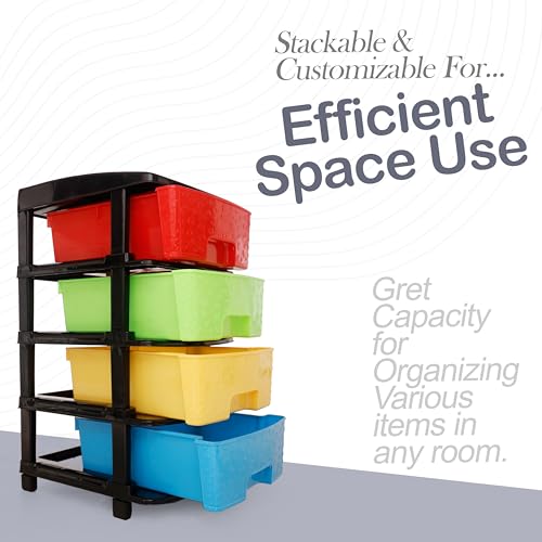 Image of Plastic Modular Drawer Storage Chest Of Drawers Organizer Storage Box, Large Stomo Racks For Multipurpose Anti-slip Shoes Organizers (Multi, 4 Layer)