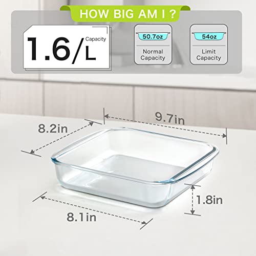 Image of NUTRIUPS Square Glass Baking Dishes,Square Baking Dish, Glass Baking Dish for Oven 8x8 Inch 1 Pack