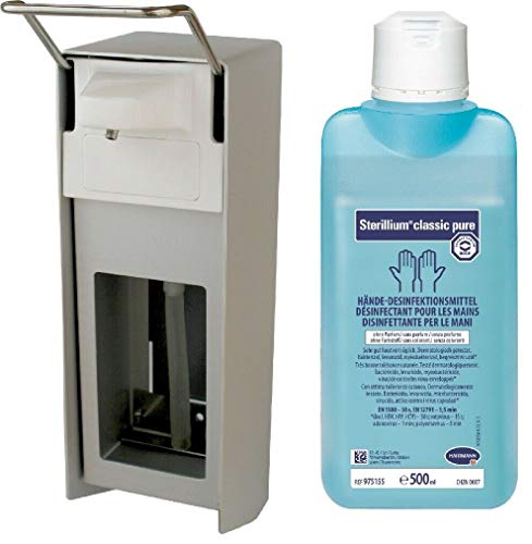 Medi-Inn Wandspender Eurospender Aluminium gebürstet kurzer Armhebel 500 ml + Bode Sterillium Classic Pure 500 ml
