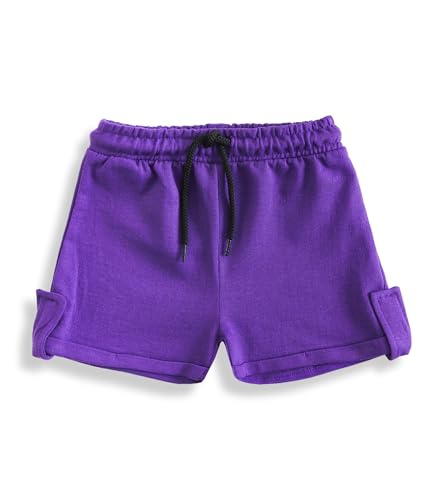 Image of YUV Multicolor Solid Cotton Blend Shorts for Girls, Pack of 2