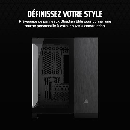 Corsair 2500X Boîtier Petit Tour mATX à Double Chambre – Verre Trempé Panoramique - Connexion Inversée Compatible avec la Carte Mère – Pas de Ventilateurs Inclus – Noir/Obsidienne Aluminium