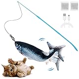 Joymaking Katzenspielzeug Fisch Elektrisch, Katzen Spielzeug mit Katzenminze, interaktiver Fisch Spielzeuge für Katze zu Spielen, Beißen, Kauen, Treten, zappelnder Fisch Katzen mit Spielangel