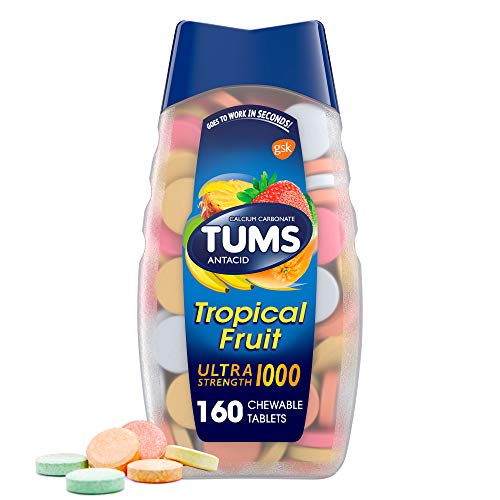 TUMS Chewable Antacid Tablets for Ultra Strength Heartburn Relief, Tropical Fruit - 160 Count