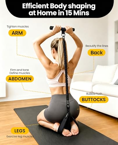 Image of Multifunctional Portable Pedal Resistance Band with Handle for Women - 3 Adjustable Tubes for Core(30 /40 /50LB), Abs, Arm & Leg Workouts | Home Gym Equipment